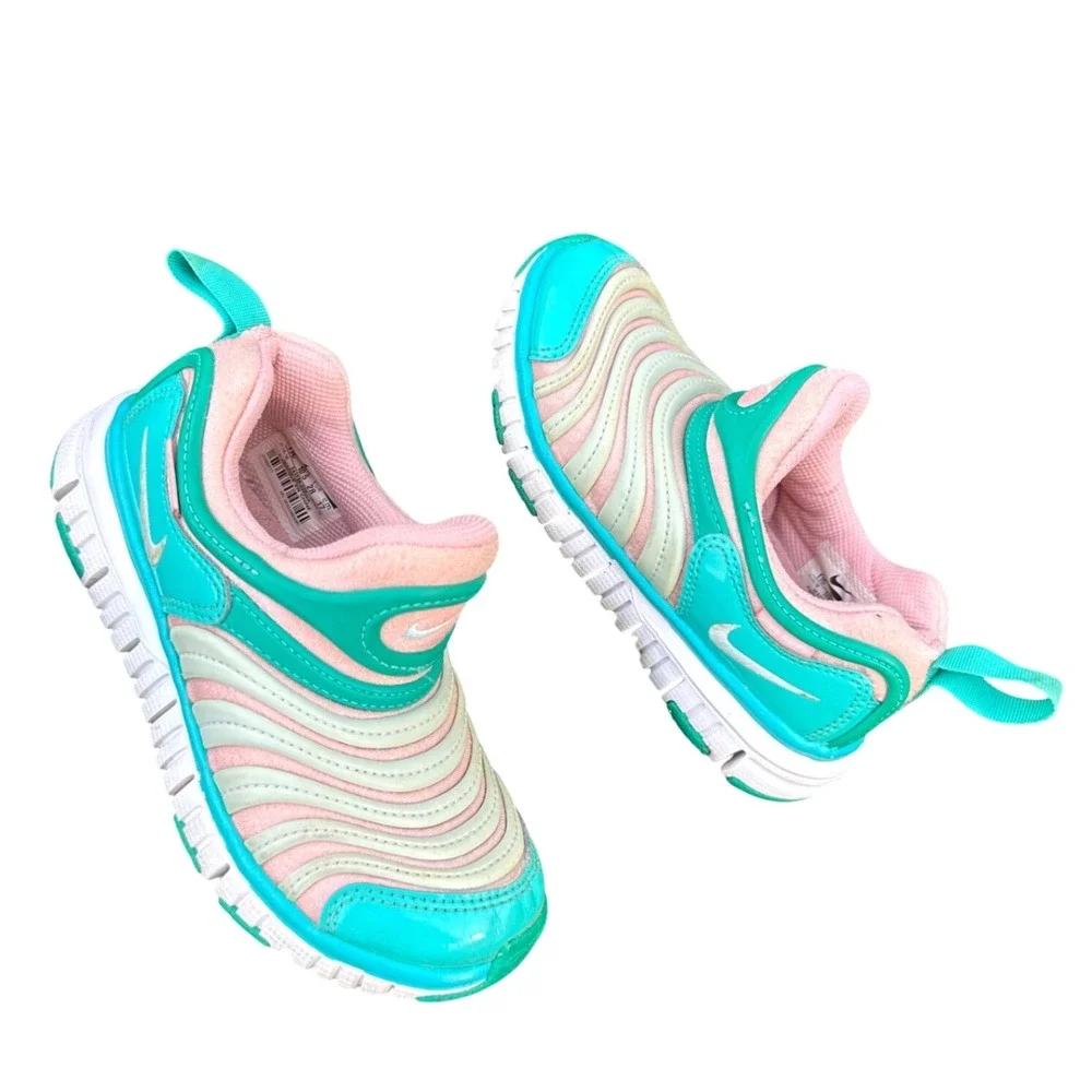 Nike Dynamo Free Kids Slip On Sneakers Toddler Girl Size 11 Teal And Pink